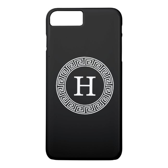 Capa Para iPhone, Case-Mate Monograma Inicial da Chave Grego Branco Preto (Verso)