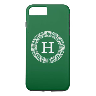 Capa Para iPhone Da Case-Mate Monograma Inicial do Quadro-Chave Grego Verde Flor