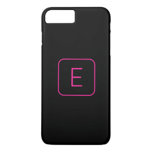 Capa iPhone 8 Plus/7 Plus Monograma inicial estilizado moderno Rosa e Pret