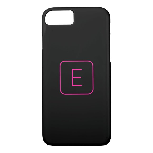 Capa Para iPhone, Case-Mate Monograma inicial estilizado moderno | Rosa e Pret (Verso)