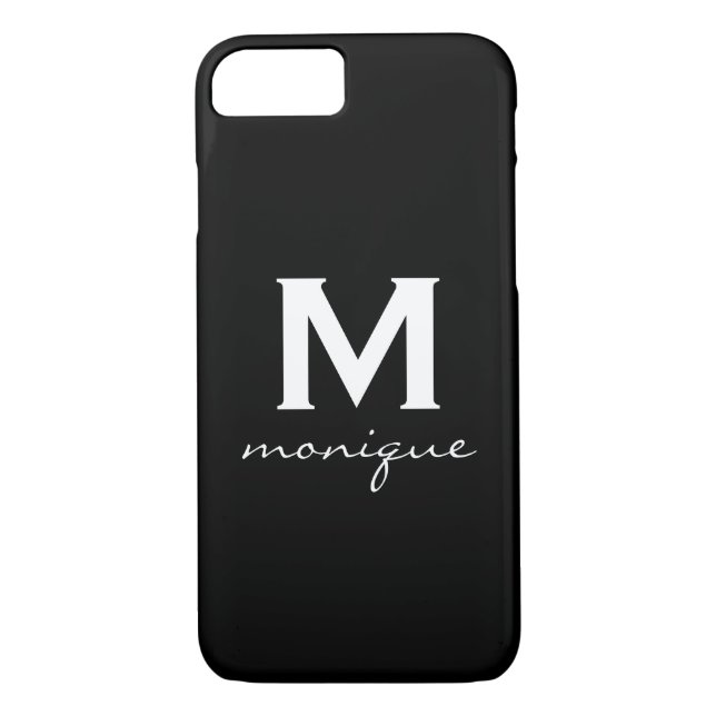 Capa Para iPhone, Case-Mate Monograma inicial moderno - preto e branco (Verso)
