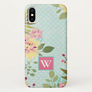Capa Para iPhone Da Case-Mate Monograma  Jardim Floral, Fundo Azul