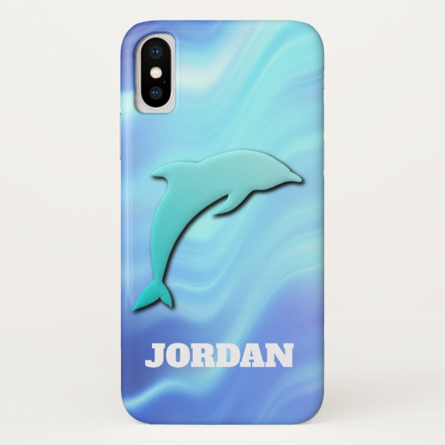 Capa Para iPhone, Case-Mate Monograma legal de Golfinho Azul (Verso)