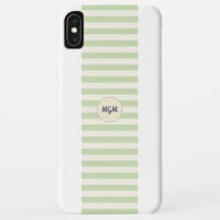 Monograma Listrado Moderno em Verde Claro e Creme