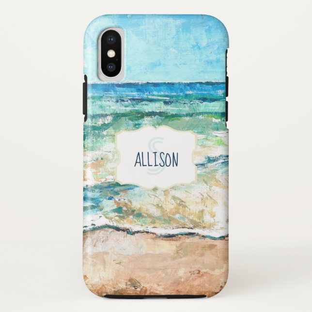 Capa Para iPhone, Case-Mate Monograma litoral litoral de água de praia (Verso)