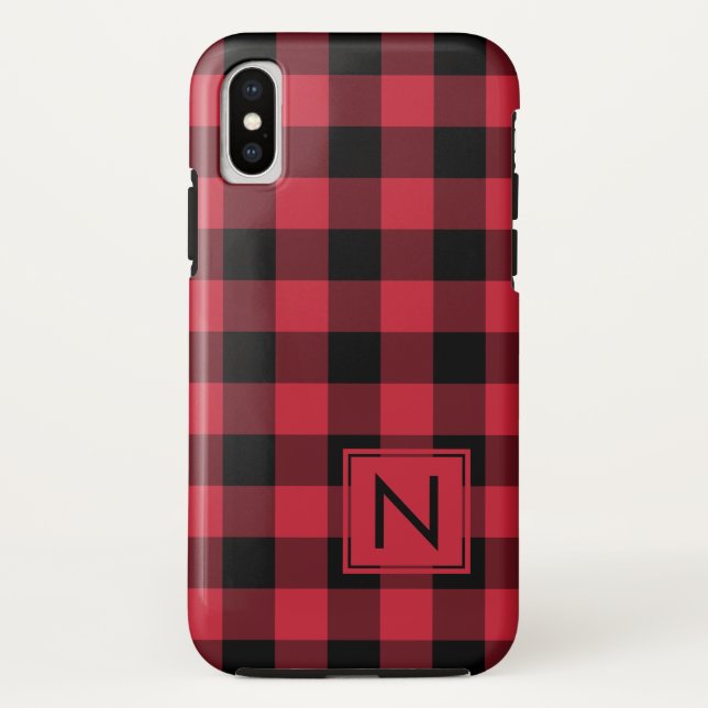 Capa Para iPhone, Case-Mate Monograma Lumberjack Red Black Xadrez (Verso)