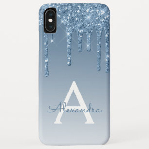 Capa Para iPhone Da Case-Mate Monograma luxuoso azul do brilho da faísca de