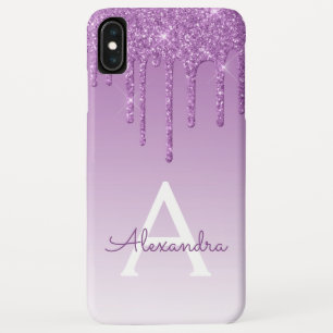 Capa Para iPhone Da Case-Mate Monograma luxuoso roxo do brilho da faísca de