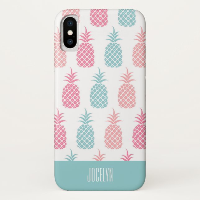 Capa Para iPhone, Case-Mate Monograma moderno de abacaxi tropical (Verso)