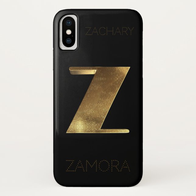 Capa Para iPhone, Case-Mate Monograma Monograma Inicial Z Preto Dourado (Verso)