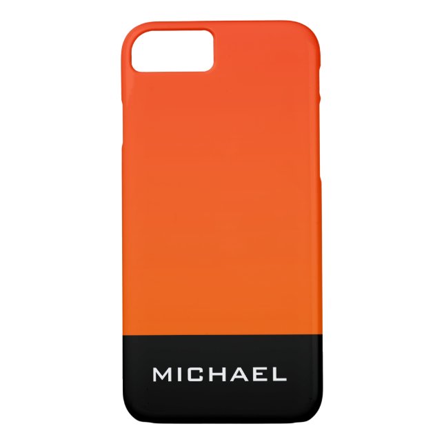 Capa Para iPhone, Case-Mate Monograma muito elegante e moderno, laranja e pret (Verso)