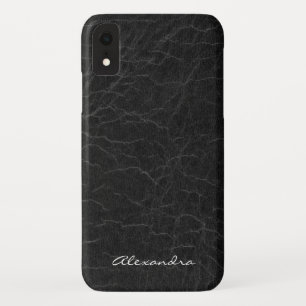 Capa Para iPhone Da Case-Mate Monograma no couro preto do falso