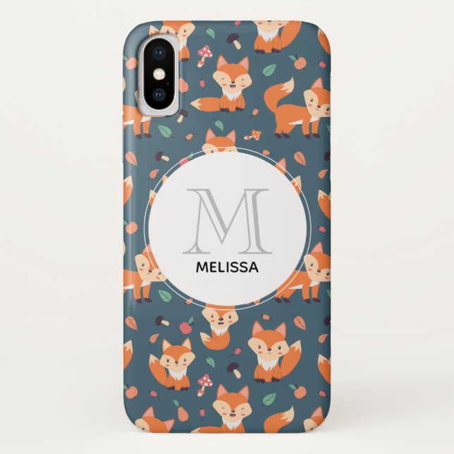 Capa Para iPhone, Case-Mate Monograma - Padrão Animal Raposa Laranja-Cuta (Verso)