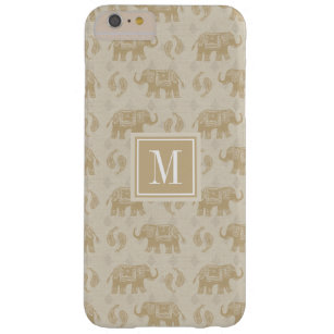 Capa Barely There Para iPhone 6 Plus Monograma   Padrão de Khaki Caravan Elefante