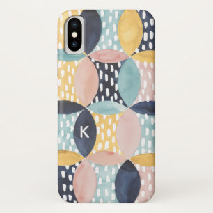 Capa Para iPhone X Monograma Padrão do círculo de Abstrato