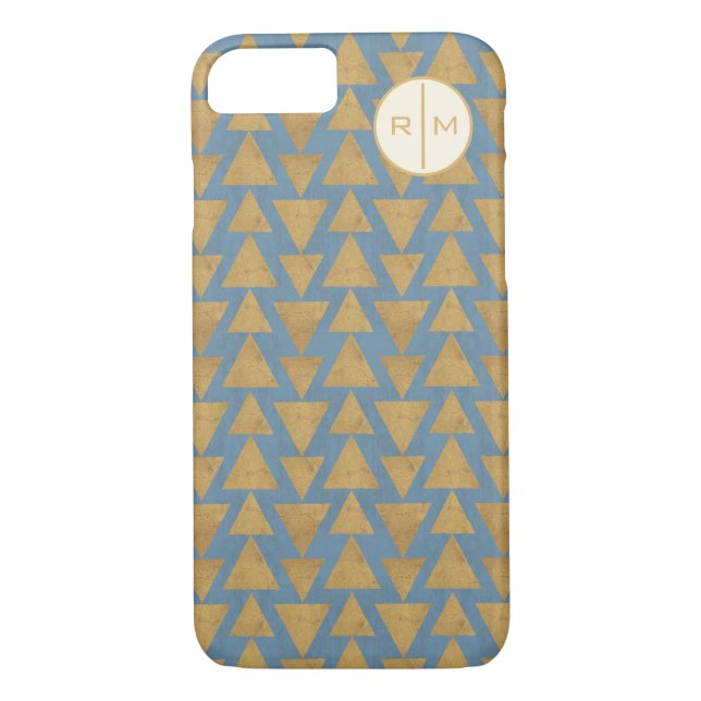 Capa Para iPhone, Case-Mate Monograma| Passo Geo Externo| Padrão Dourado e azu (Verso)
