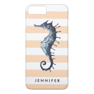 Capa iPhone 8 Plus/7 Plus Monograma personalizado de Peach náutica Seacavalo