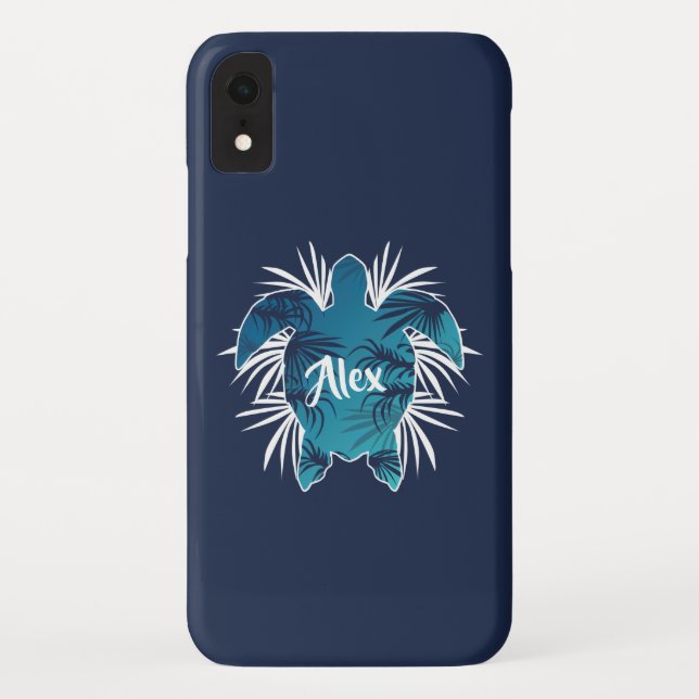 Capa Para iPhone, Case-Mate Monograma Personalizado| Tartaruga Tropical Havaia (Verso)