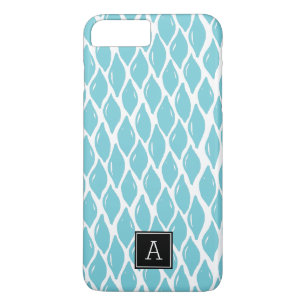 Capa iPhone 8 Plus/7 Plus Monograma preto branco de pré-disquete AQUA, perso