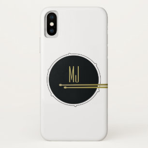Capa Para iPhone Da Case-Mate Monograma preto e Dourado do baterista branco