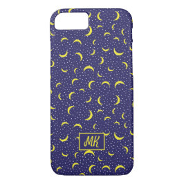 Capa iPhone 8/ 7 Monograma Quarter Moons Stars Blue Sky