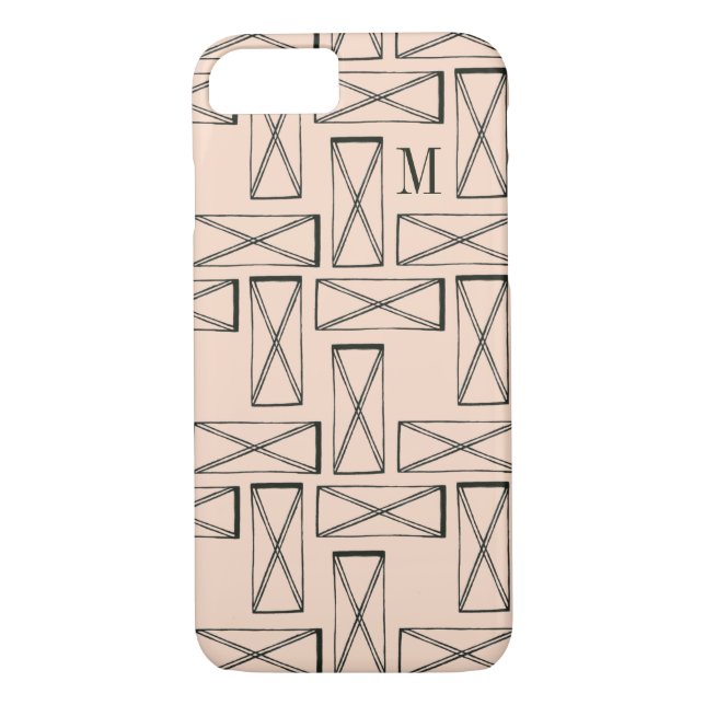 Capa Para iPhone, Case-Mate Monograma | Retângulo geométrico X Design (Verso)