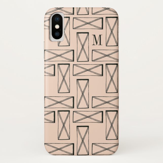 Capa Para iPhone, Case-Mate Monograma | Retângulo geométrico X Design (Verso)