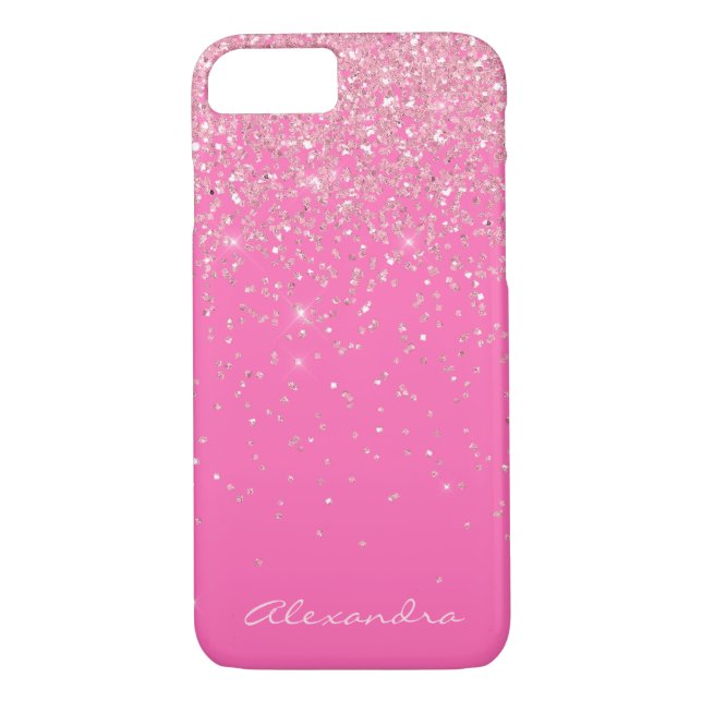 Capa Para iPhone, Case-Mate Monograma Rosa Quente e Brilhante (Verso)