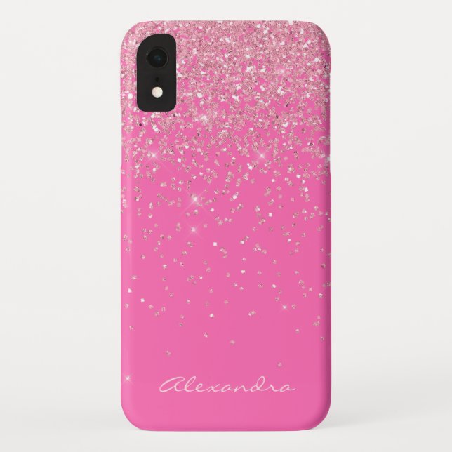 Capa Para iPhone, Case-Mate Monograma Rosa Quente e Brilhante (Verso)