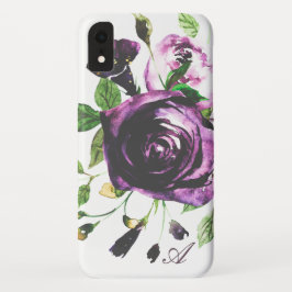 Capa Para iPhone Da Case-Mate Monograma roxo temperamental da flor da aguarela