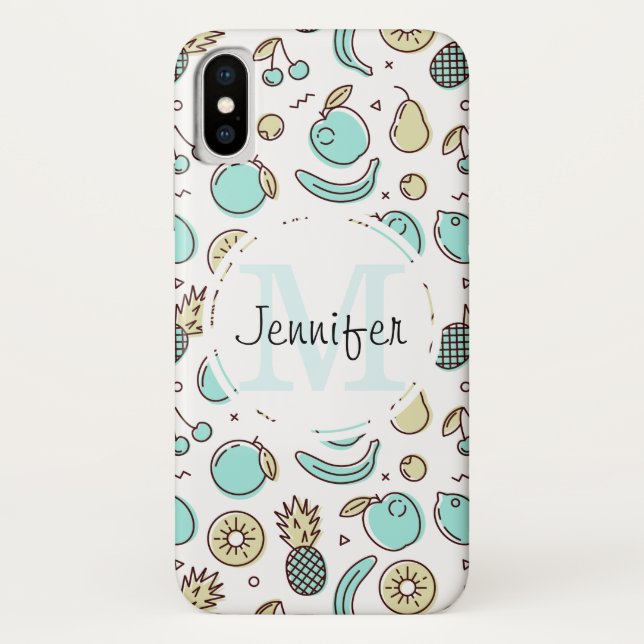 Capa Para iPhone, Case-Mate Monograma Temático de Verão com Padrão de Frutas F (Verso)