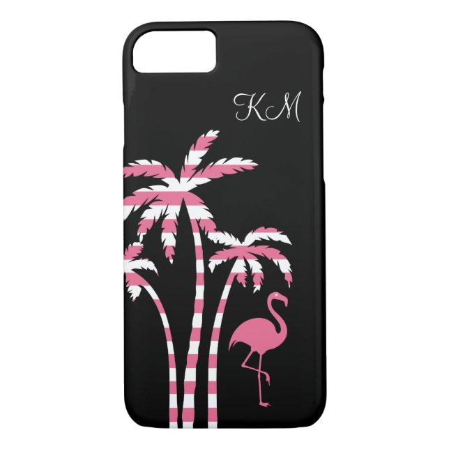 Capa Para iPhone, Case-Mate Monograma tropical do flamingo (Verso)