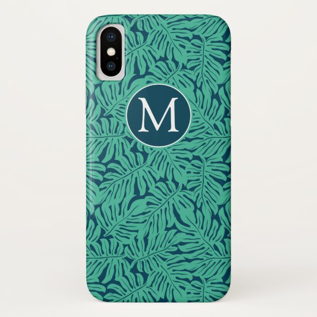 Capa Para iPhone, Case-Mate Monograma tropical do teste padrão | da folha de (Verso)