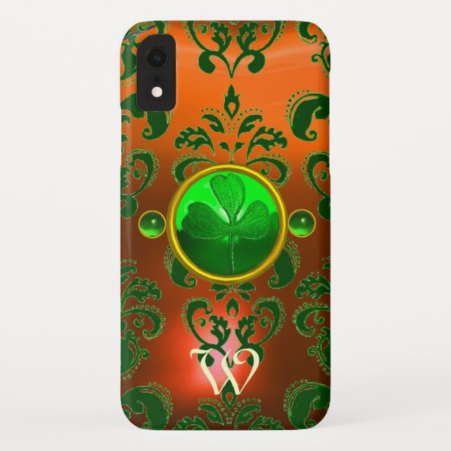 Capa Para iPhone, Case-Mate MONOGRAMA VERDE DE DAMASK GREEN DA rua PATRICK (Verso)