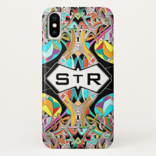 Capa Para iPhone X Monogramas Iniciais Abstratos Desenhados à Mão Col