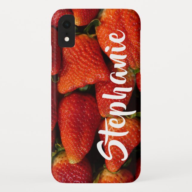 Capa Para iPhone, Case-Mate Morangos Vermelhos Nome Personalizado (Verso)