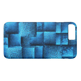 Capa iPhone 8 Plus/7 Plus Mostra quadrados azuis com desenhos tribais abstra