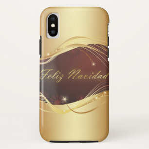 Capa Para iPhone Da Case-Mate Motivo de Natal dourado com fundo vermelho...