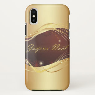Capa Para iPhone Da Case-Mate Motivo de Natal ouro com fundo vermelho...