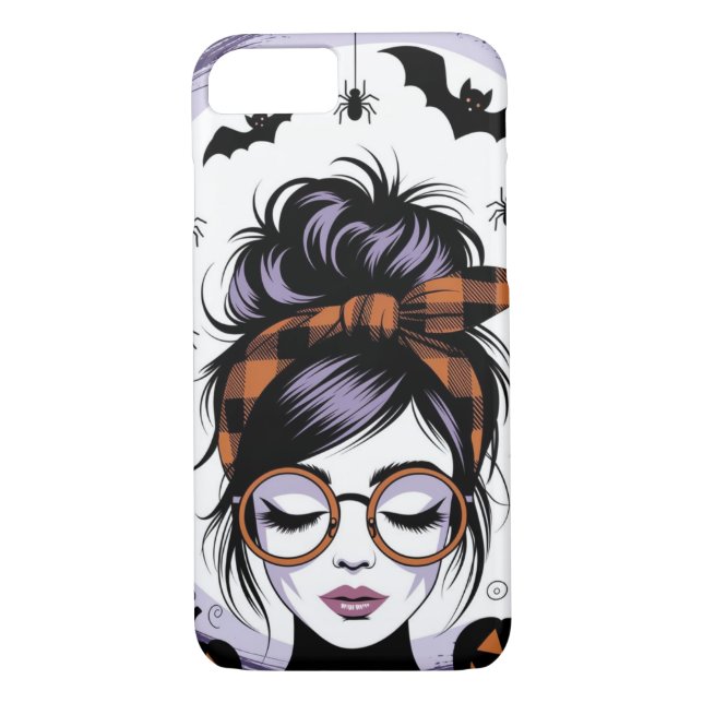 Capa Para iPhone, Case-Mate Mulher do Halloween Messy Bun (Verso)