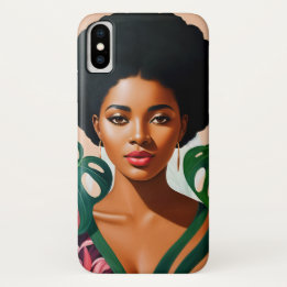 Capa Para iPhone Da Case-Mate Mulher Negra Afro Monstera Deliciosa Botânica