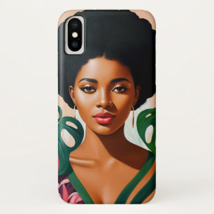 Capa Para iPhone Da Case-Mate Mulher Negra Afro Monstera Deliciosa Botânica