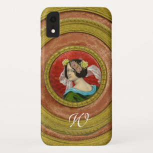 CAPA PARA iPhone XR MULHER ROMÂNTICA COM ESMALTE DO VINTAGE DAS FLORE