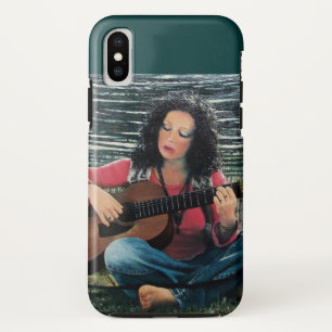 Capa Para iPhone XS Mulher Tocando Música Com Violão Acústico