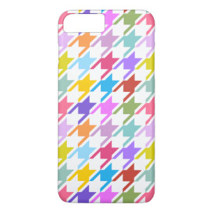 Capa iPhone 8 Plus/7 Plus Múltiplas cores Houndstooth+Padrão Branco Grande