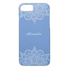 Capa iPhone 8/ 7 Na moda e Elegante Blue & White Name