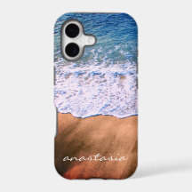 na praia