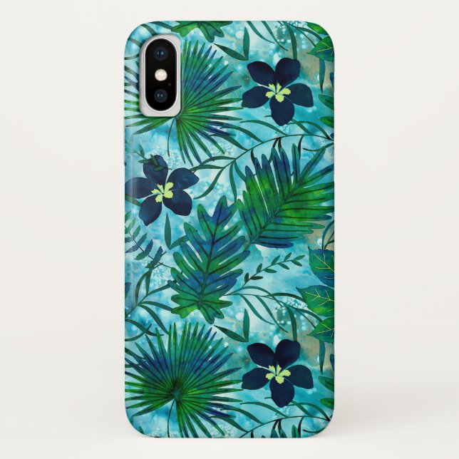 Capa Para iPhone, Case-Mate Nalani Hawaiian Tropical Garden Teal (Verso)