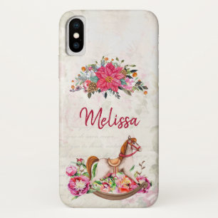 Capa Para iPhone Da Case-Mate Natal do cavalo & da poinsétia de balanço do