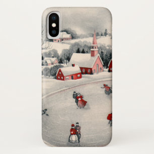 Capa Para iPhone Da Case-Mate Natal vintage, patinadores de gelo do Victorian na